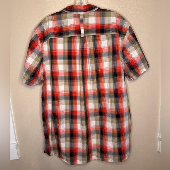 The North Face Men’s Button Down Short Sleeve Plaid Shirt Size XL Red Brown - Picture 3 of 5